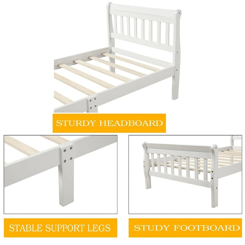 Cadre de lit plateforme en bois pour lit simple, sommier à panneaux, base de matelas