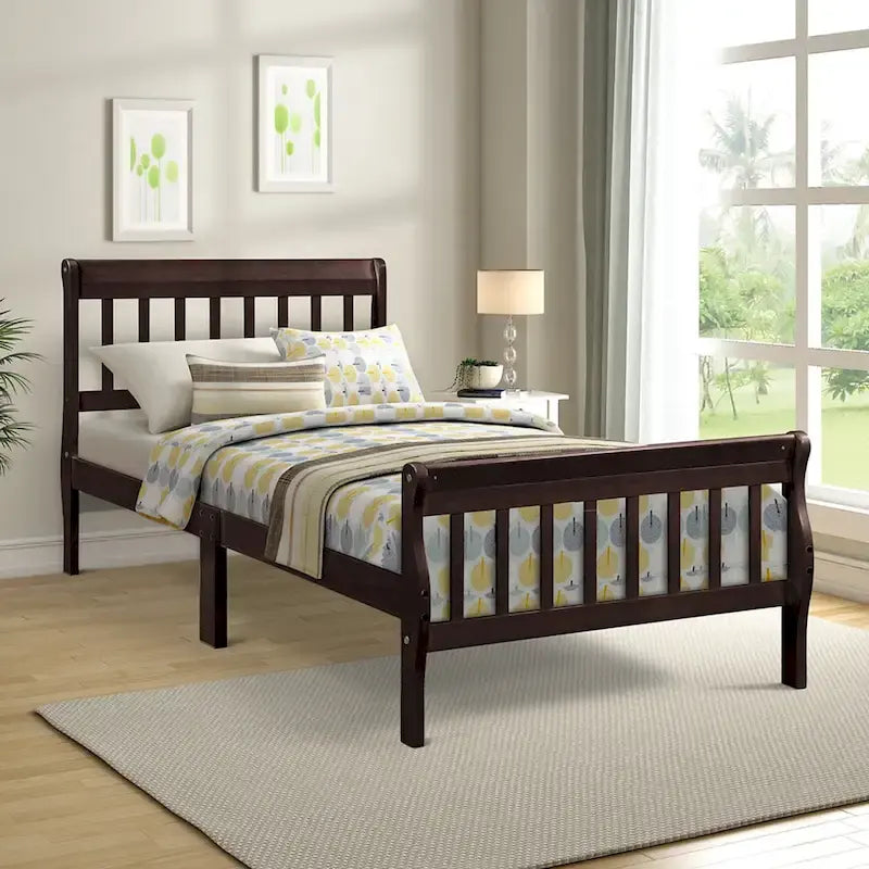 Cadre de lit plateforme en bois pour lit simple, sommier à panneaux, base de matelas