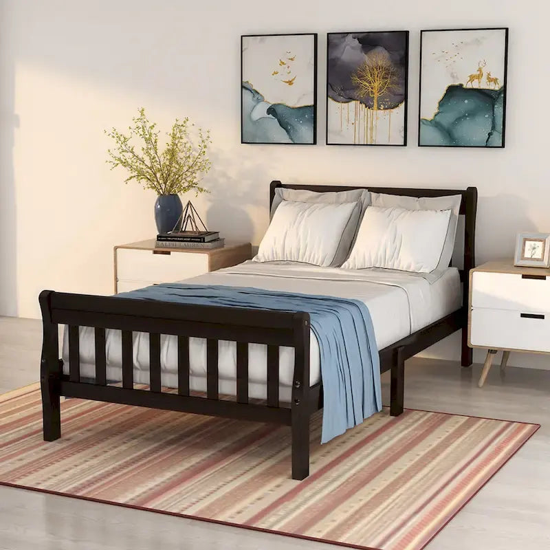 Cadre de lit plateforme en bois pour lit simple, sommier à panneaux, base de matelas