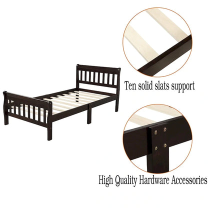 Cadre de lit plateforme en bois pour lit simple, sommier à panneaux, base de matelas