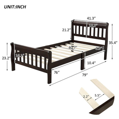 Cadre de lit plateforme en bois pour lit simple, sommier à panneaux, base de matelas