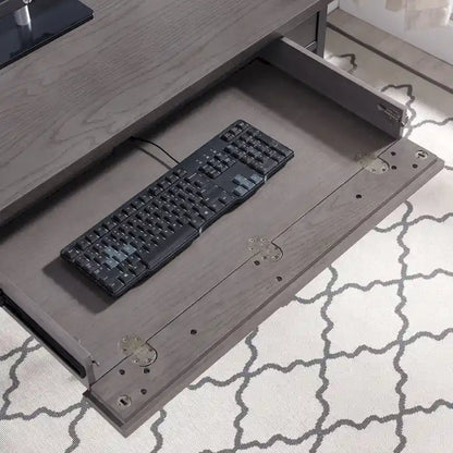 Bureau gris à 1 tiroir en métal et bois pour ordinateur/stylo