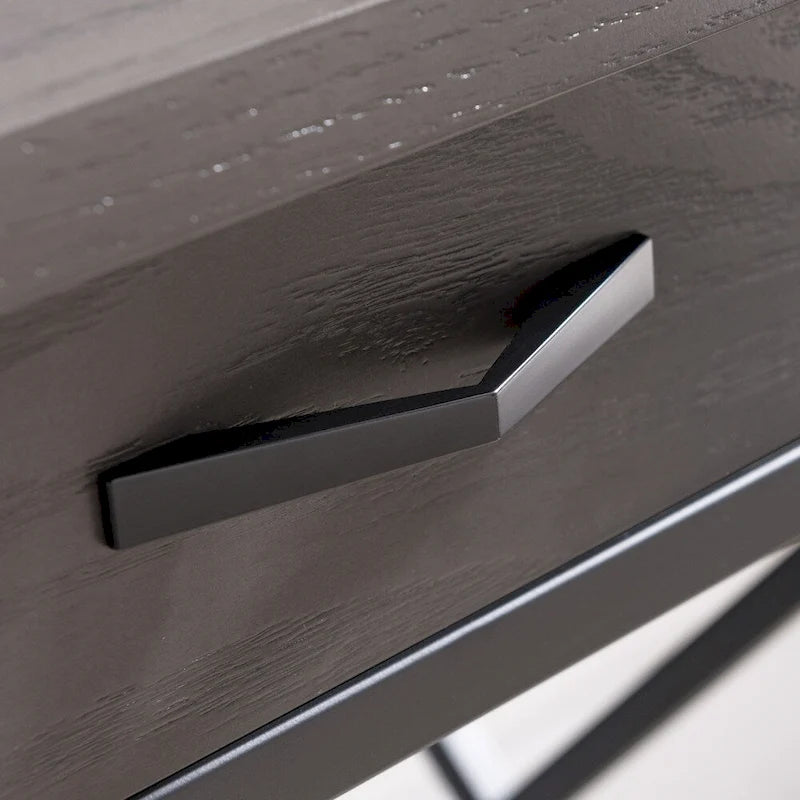 Bureau gris à 1 tiroir en métal et bois pour ordinateur/stylo