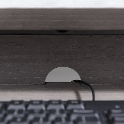 Bureau gris à 1 tiroir en métal et bois pour ordinateur/stylo