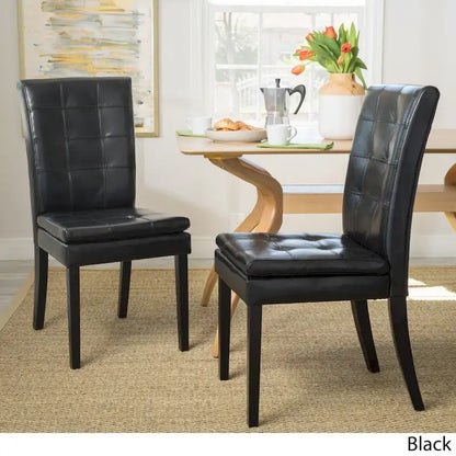 Chaises de salle à manger en cuir Crayton (lot de 2) par Christopher Knight Home