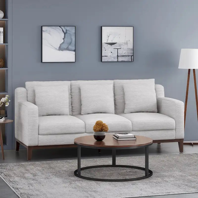 Canapé 3 places contemporain Elliston en tissu avec coussins décoratifs par Christopher Knight Home