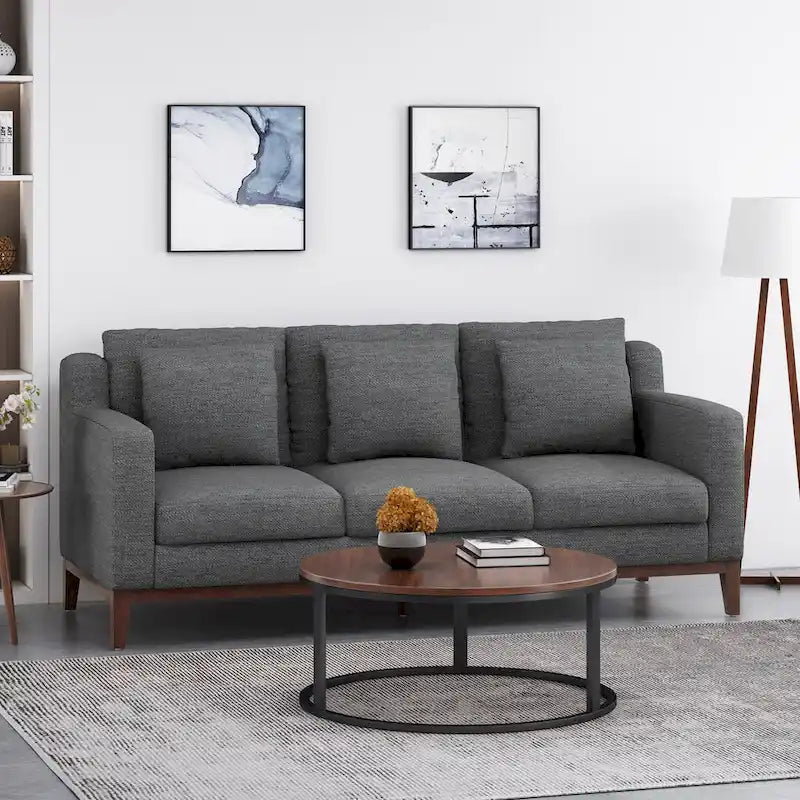 Canapé 3 places contemporain Elliston en tissu avec coussins décoratifs par Christopher Knight Home