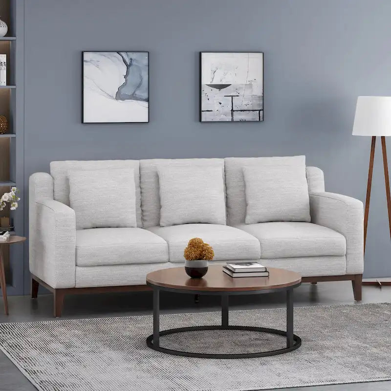 Canapé 3 places contemporain Elliston en tissu avec coussins décoratifs par Christopher Knight Home