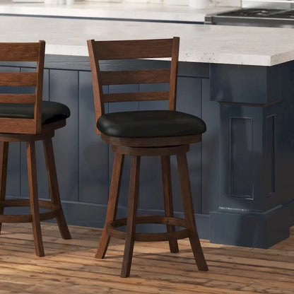 Tabouret de bar en bois à dossier échelle avec assise rembourrée