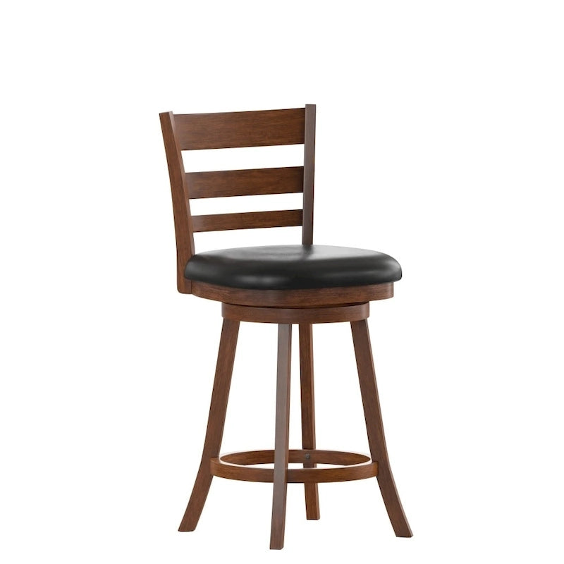 Tabouret de bar en bois à dossier échelle avec assise rembourrée