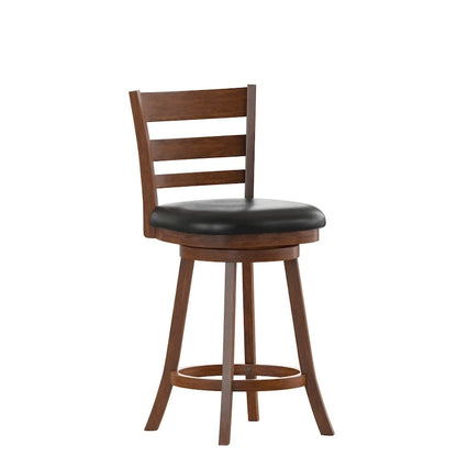 Tabouret de bar en bois à dossier échelle avec assise rembourrée