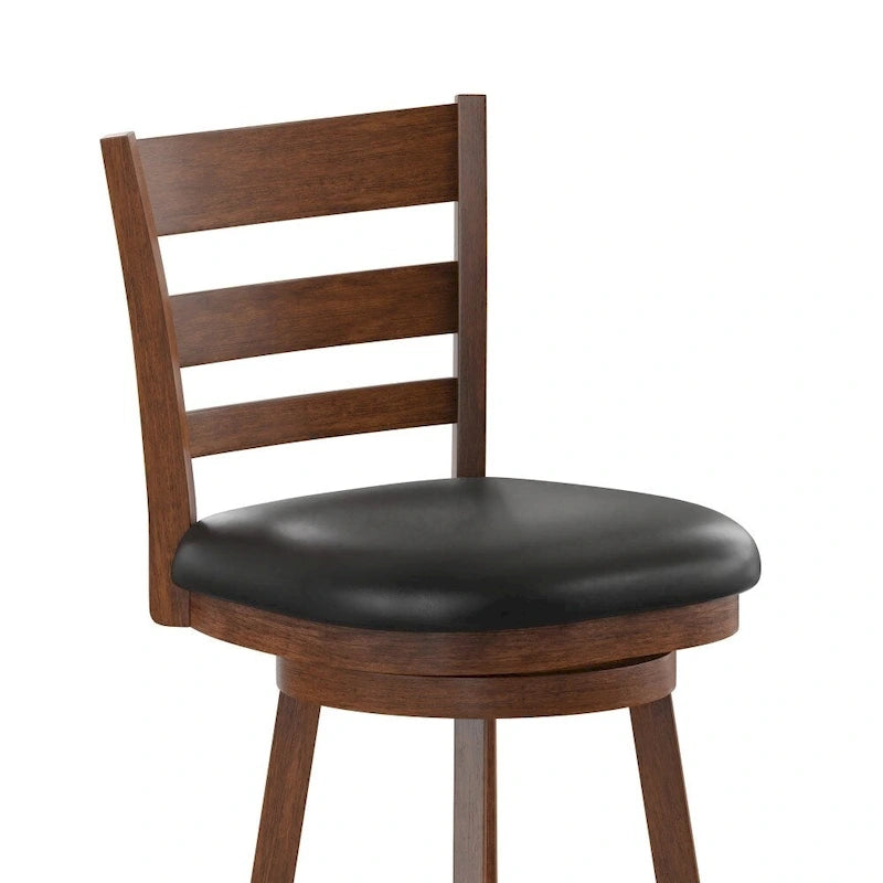 Tabouret de bar en bois à dossier échelle avec assise rembourrée