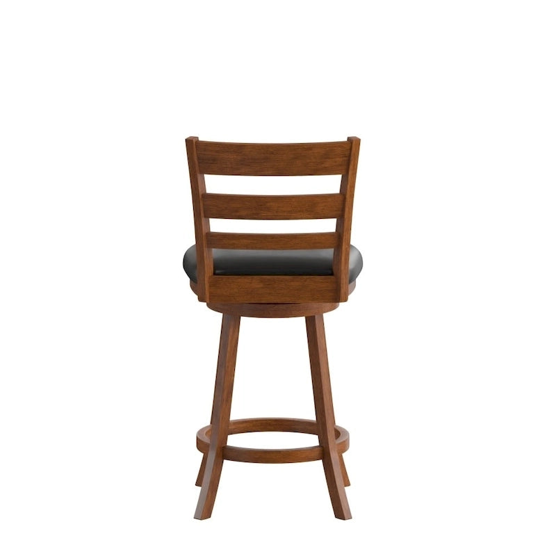 Tabouret de bar en bois à dossier échelle avec assise rembourrée