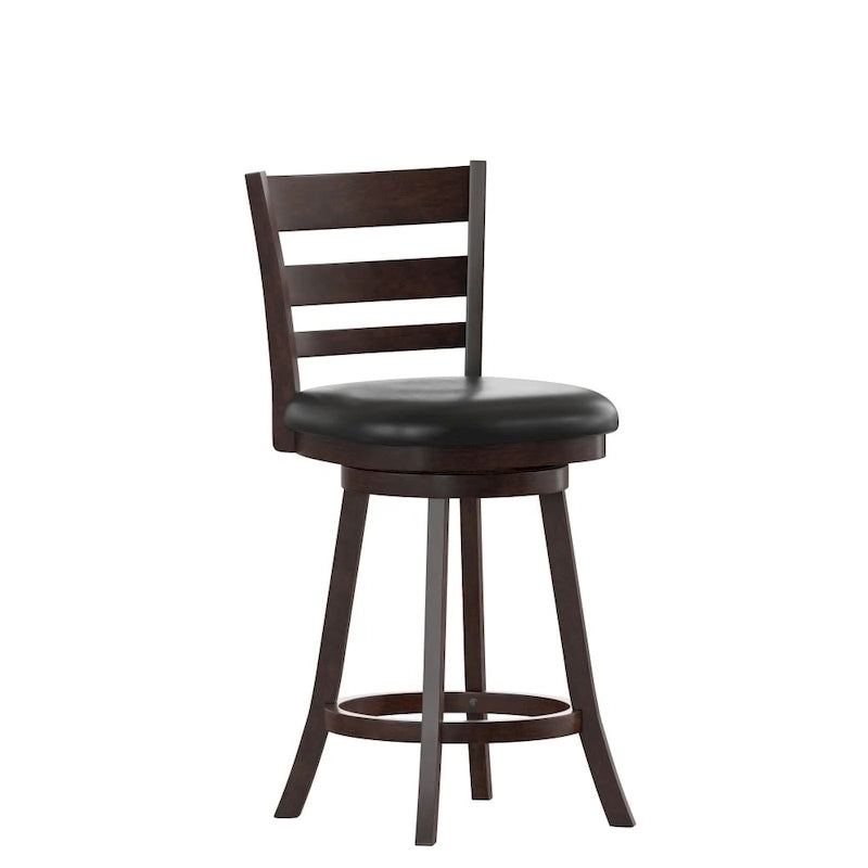 Tabouret de bar en bois à dossier échelle avec assise rembourrée