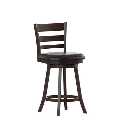 Tabouret de bar en bois à dossier échelle avec assise rembourrée