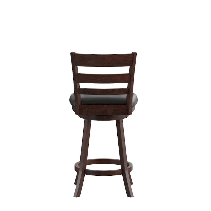 Tabouret de bar en bois à dossier échelle avec assise rembourrée