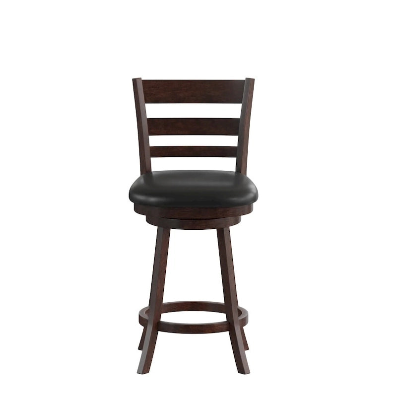 Tabouret de bar en bois à dossier échelle avec assise rembourrée
