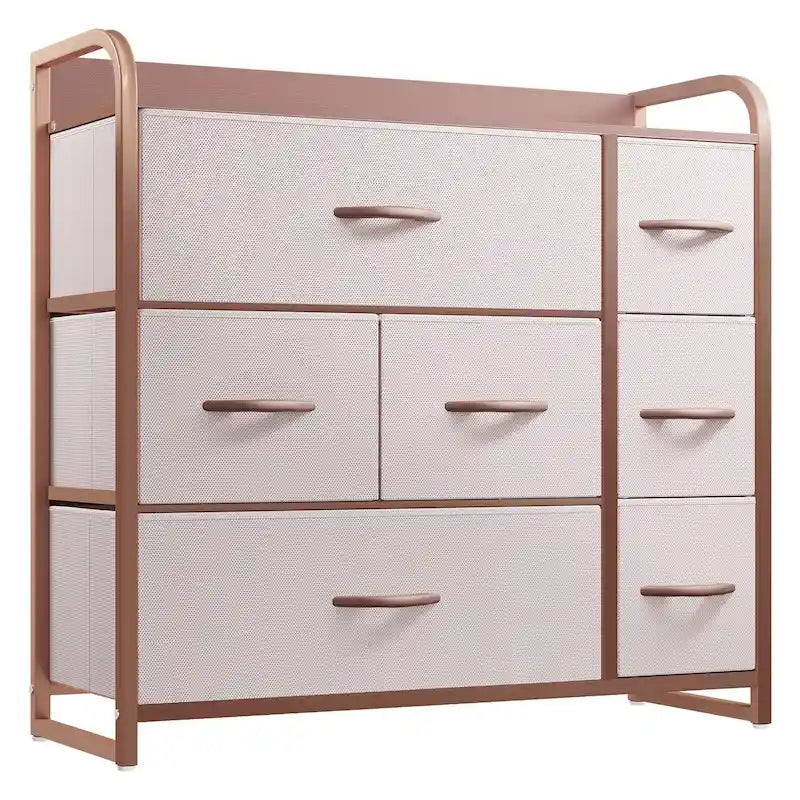 Commode multifonction à 7 tiroirs, grise, avec 7 tiroirs