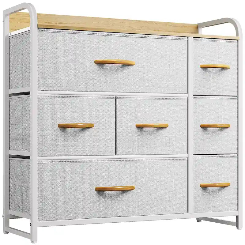 Commode multifonction à 7 tiroirs, grise, avec 7 tiroirs