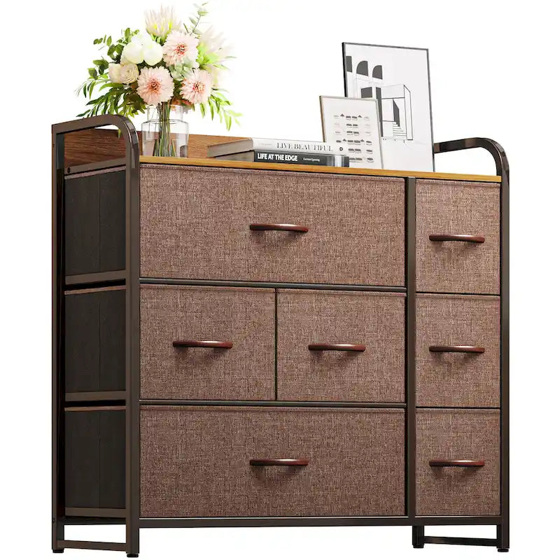 Commode multifonction à 7 tiroirs, grise, avec 7 tiroirs