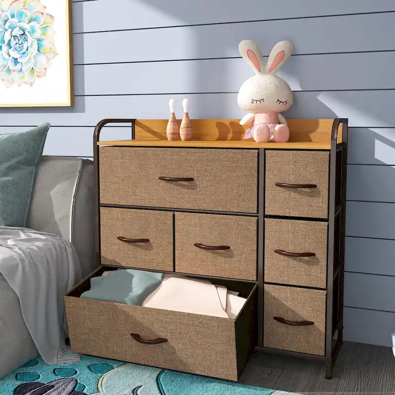 Commode multifonction à 7 tiroirs, grise, avec 7 tiroirs