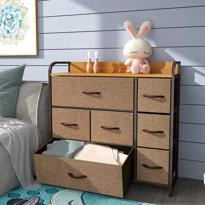 Commode multifonction à 7 tiroirs, grise, avec 7 tiroirs