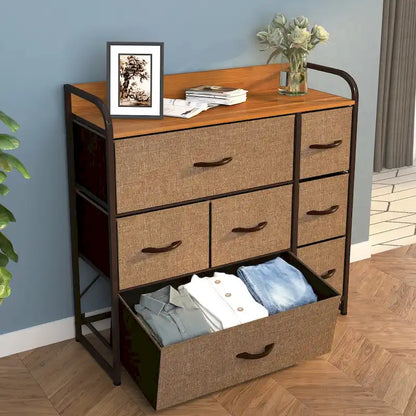 Commode multifonction à 7 tiroirs, grise, avec 7 tiroirs