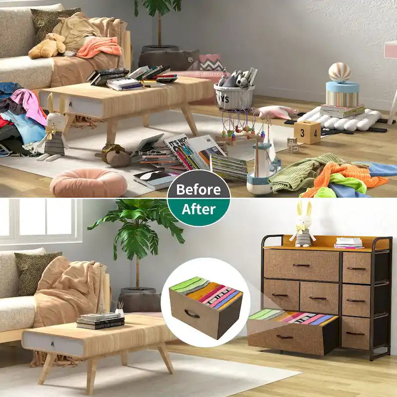 Commode multifonction à 7 tiroirs, grise, avec 7 tiroirs