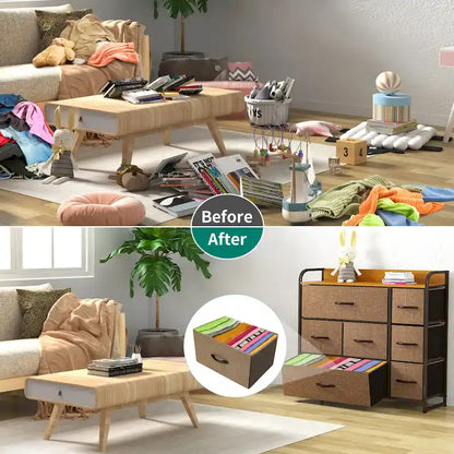 Commode multifonction à 7 tiroirs, grise, avec 7 tiroirs