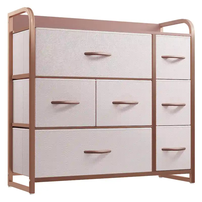 Commode multifonction à 7 tiroirs, grise, avec 7 tiroirs