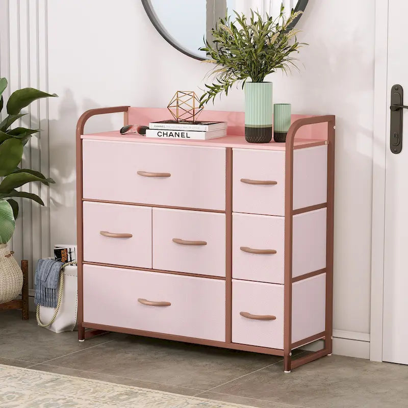 Commode multifonction à 7 tiroirs, grise, avec 7 tiroirs
