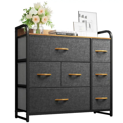 Commode multifonction à 7 tiroirs, grise, avec 7 tiroirs