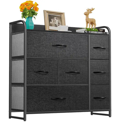 Commode multifonction à 7 tiroirs, grise, avec 7 tiroirs