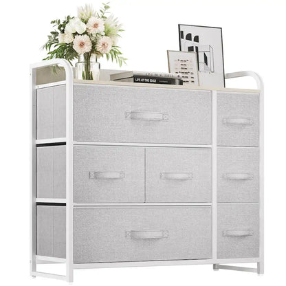 Commode multifonction à 7 tiroirs, grise, avec 7 tiroirs