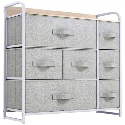 Commode multifonction à 7 tiroirs, grise, avec 7 tiroirs