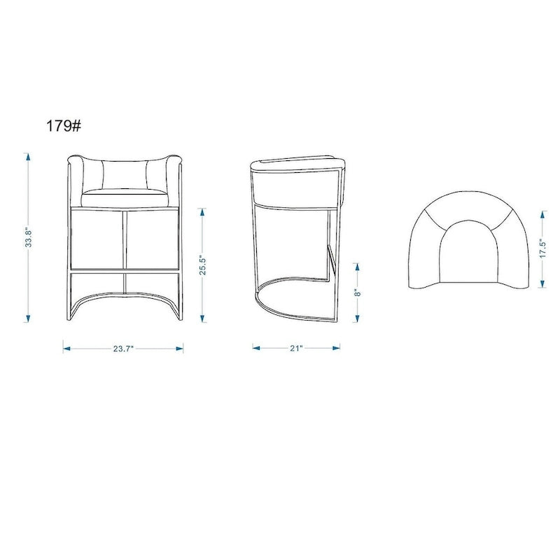 Tabouret de bar Manhattan Comfort Cosmopolitan 33,8 po en métal noir (ensemble de 3)