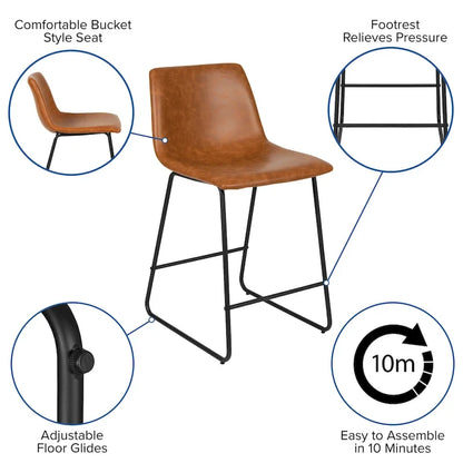 Tabourets de bar modernes rembourrés (lot de 2)