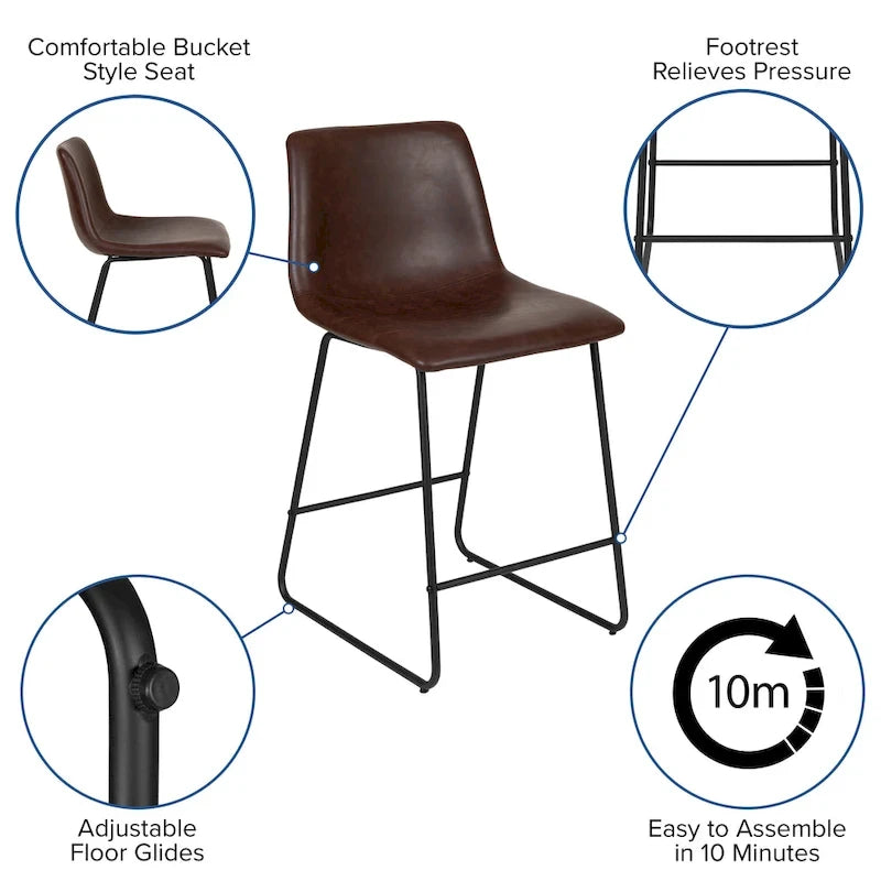 Tabourets de bar modernes rembourrés (lot de 2)