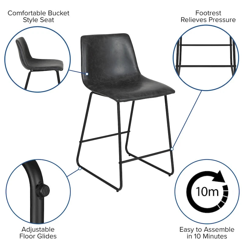 Tabourets de bar modernes rembourrés (lot de 2)