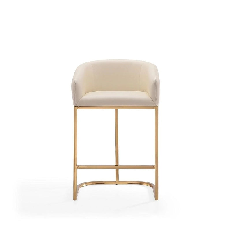 Tabouret de bar Manhattan Comfort Louvre 36 po en acier inoxydable doré titane, hauteur comptoir