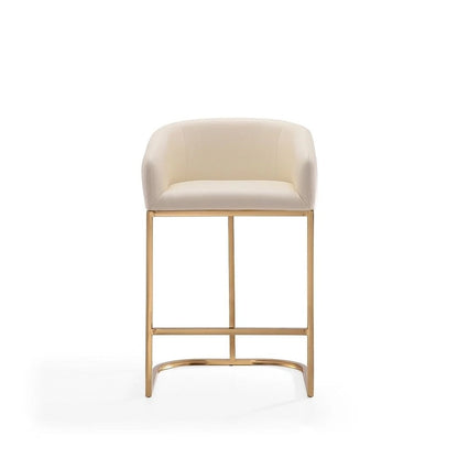 Tabouret de bar Manhattan Comfort Louvre 36 po en acier inoxydable doré titane, hauteur comptoir