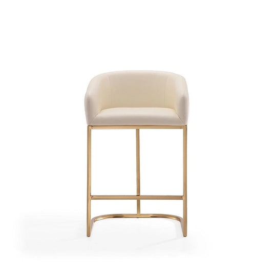 Tabouret de bar Manhattan Comfort Louvre 36 po en acier inoxydable doré titane, hauteur comptoir