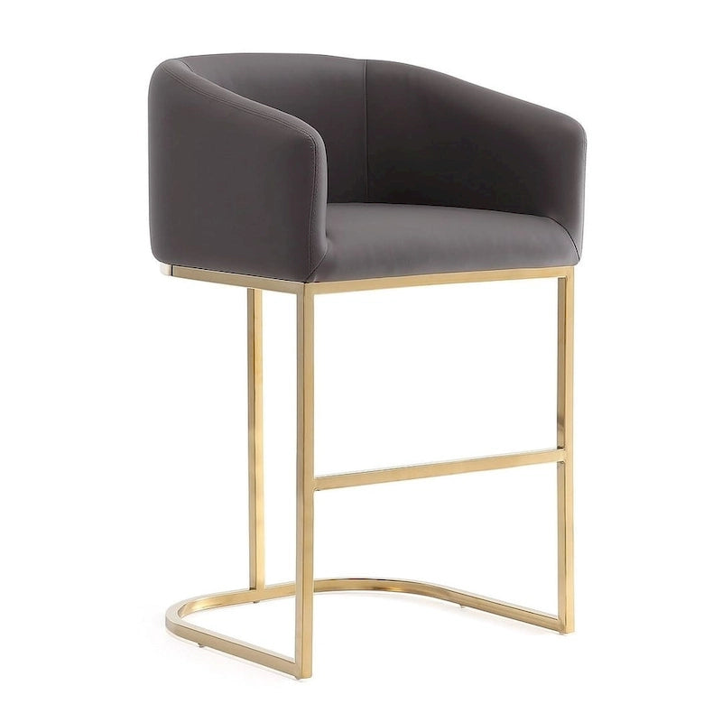Tabouret de bar Manhattan Comfort Louvre 36 po en acier inoxydable doré titane, hauteur comptoir