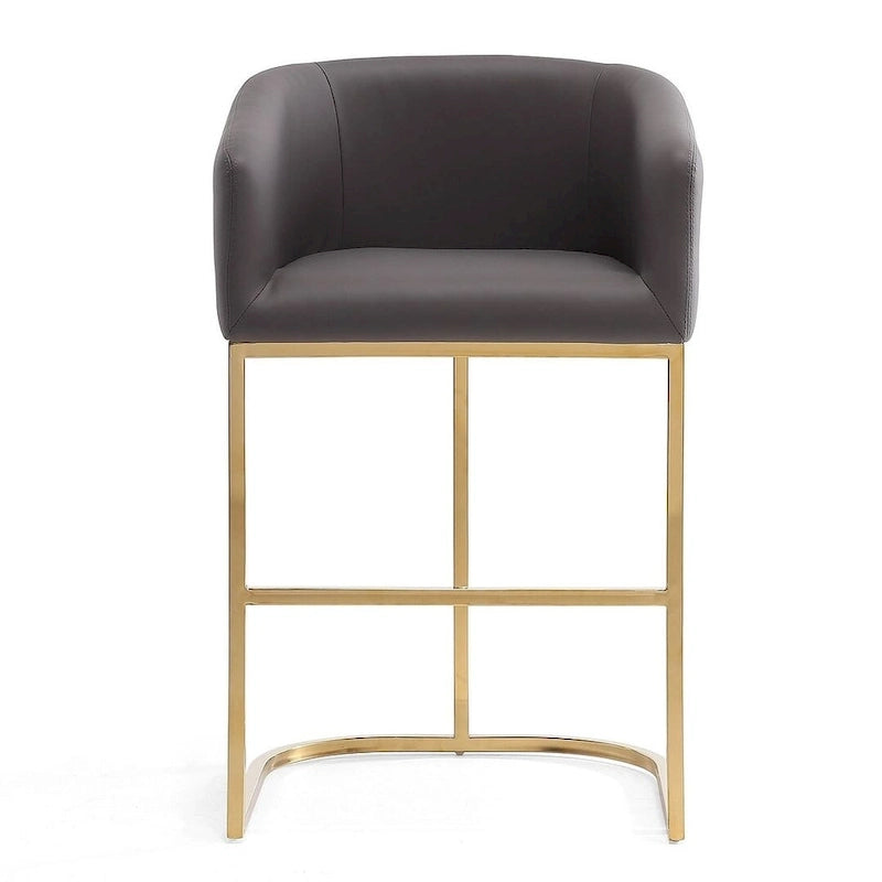 Tabouret de bar Manhattan Comfort Louvre 36 po en acier inoxydable doré titane, hauteur comptoir