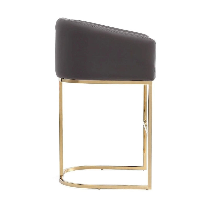 Tabouret de bar Manhattan Comfort Louvre 36 po en acier inoxydable doré titane, hauteur comptoir