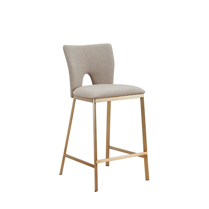 Tabouret de comptoir contemporain Modrest Burton beige et laiton (lot de 2)
