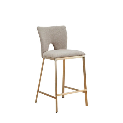 Tabouret de comptoir contemporain Modrest Burton beige et laiton (lot de 2)
