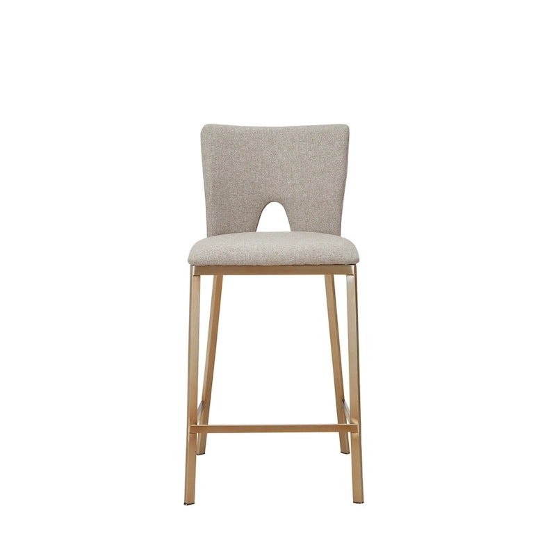 Tabouret de comptoir contemporain Modrest Burton beige et laiton (lot de 2)