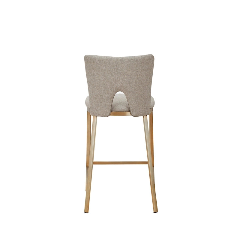 Tabouret de comptoir contemporain Modrest Burton beige et laiton (lot de 2)