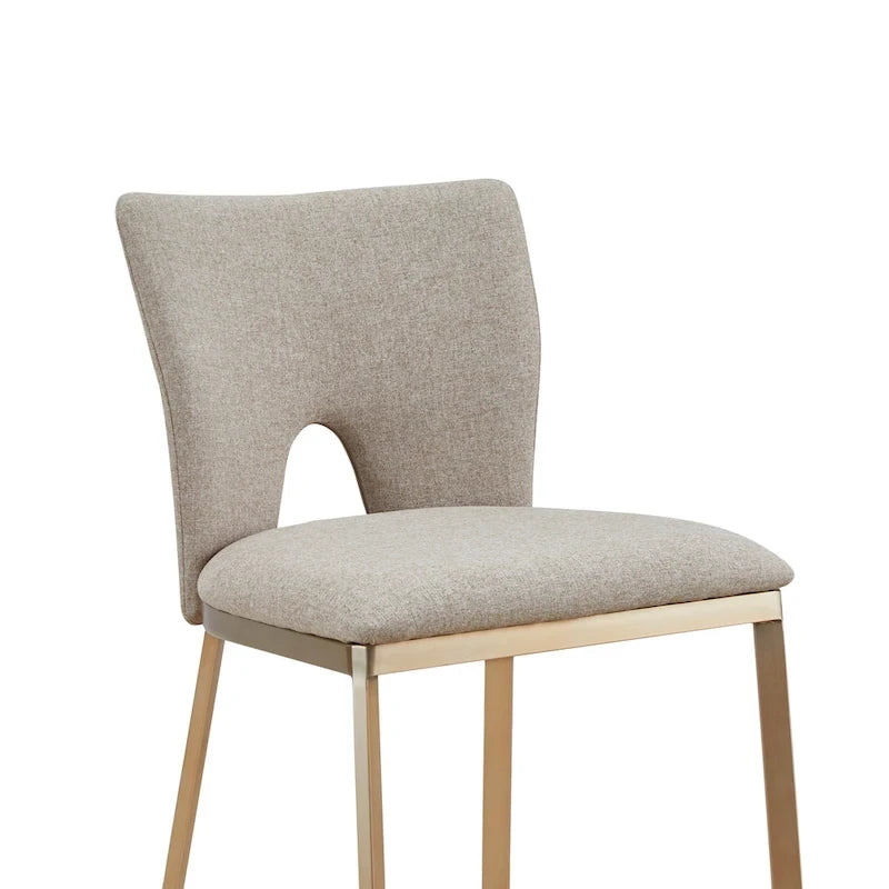 Tabouret de comptoir contemporain Modrest Burton beige et laiton (lot de 2)
